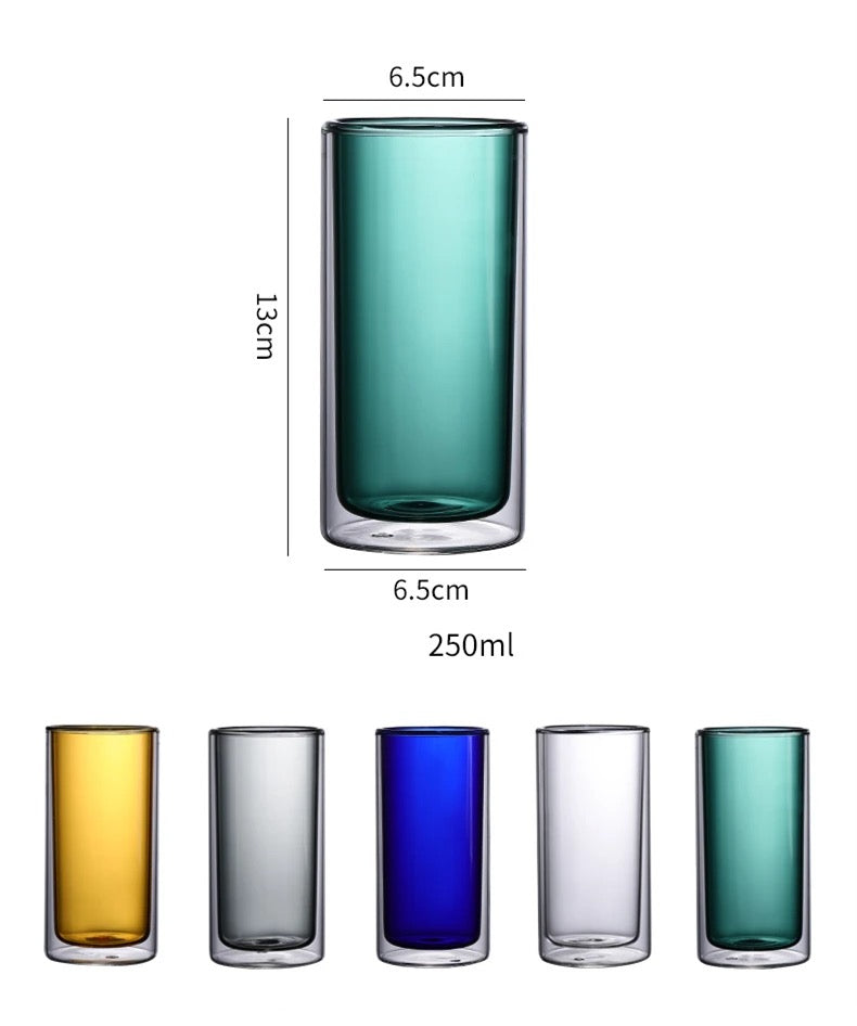 Color Fusion Double Glass Cups