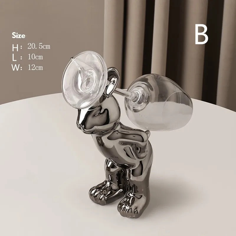 Bunny Bliss Wine Glass & Bottle Holder Set Of 3