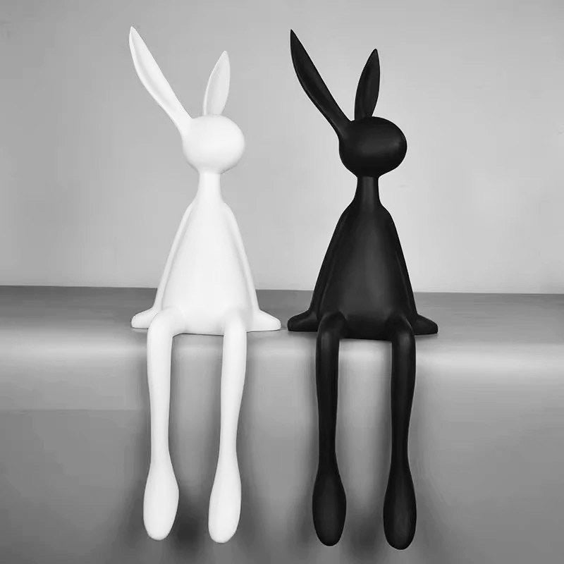 Elegantly Sitting Rabbit Duo