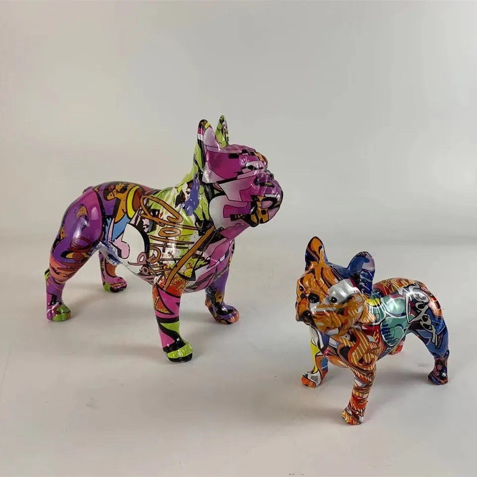 Grafitti-Style Bulldog Figurines