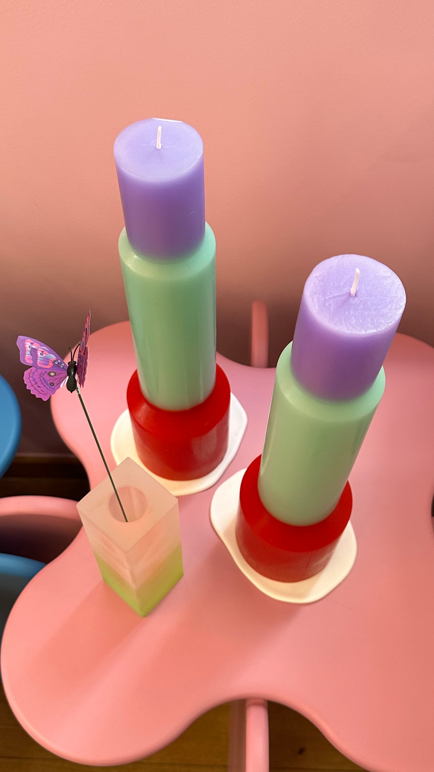 Vibrant Pillar Rainbow Candles
