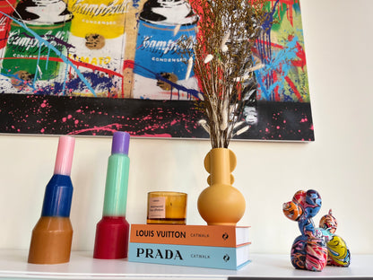 Vibrant Pillar Rainbow Candles