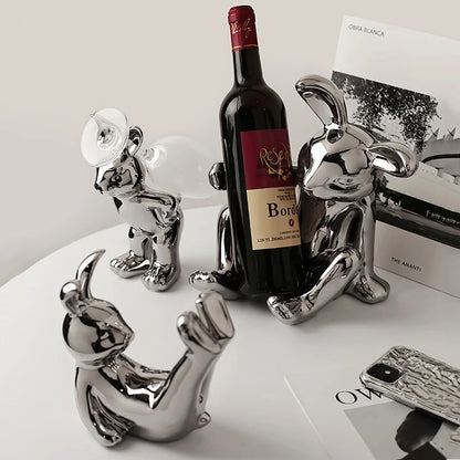 Bunny Bliss Wine Glass & Bottle Holder Set Of 3