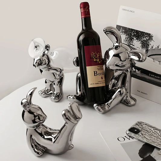 Bunny Bliss Wine Glass & Bottle Holder Set Of 3