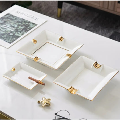 White Elegance Cigar Ashtrays