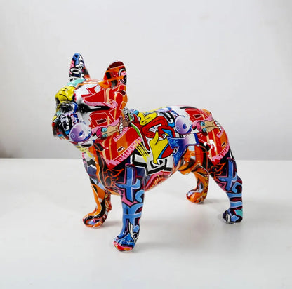 Grafitti-Style Bulldog Figurines