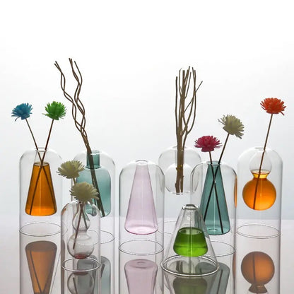 Colorful Double Glass Vases
