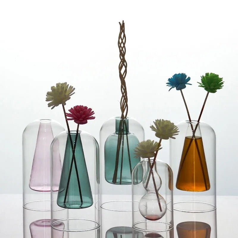 Colorful Double Glass Vases