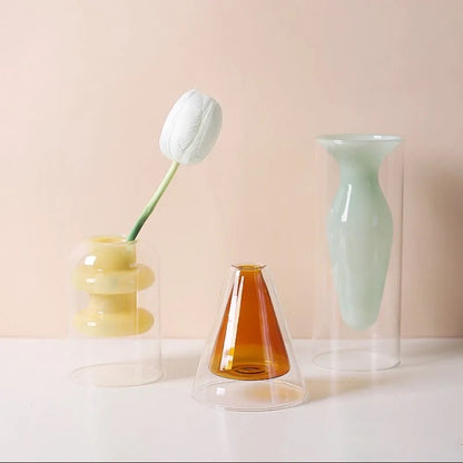 Colorful Double Glass Vases