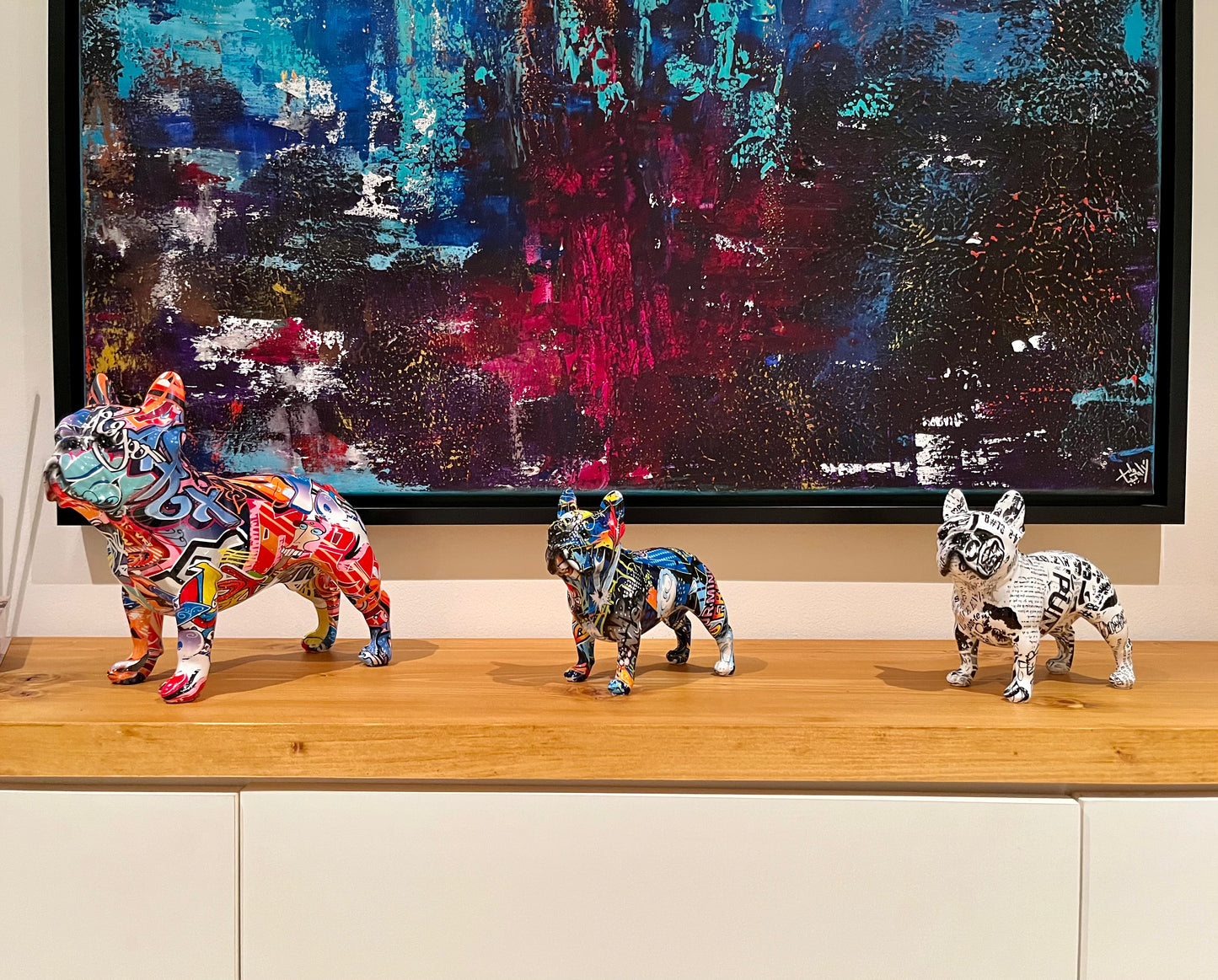 Grafitti-Style Bulldog Figurines