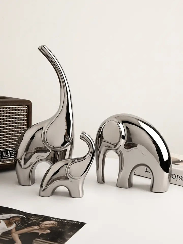 Enchanting Trio Elephant Statues