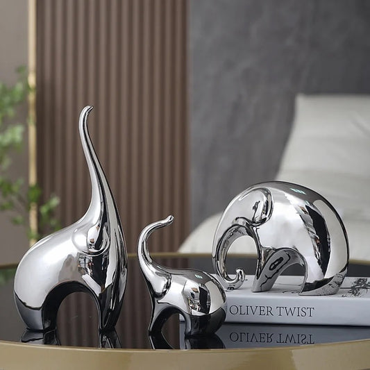 Enchanting Trio Elephant Statues