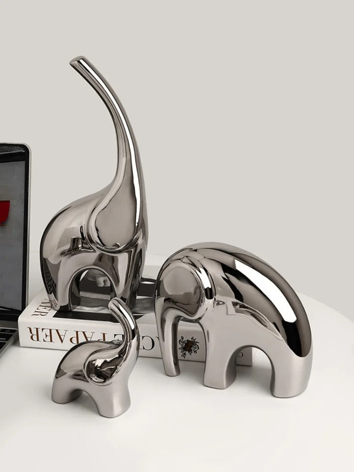 Enchanting Trio Elephant Statues