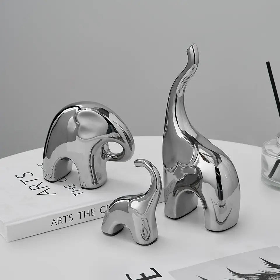 Enchanting Trio Elephant Statues