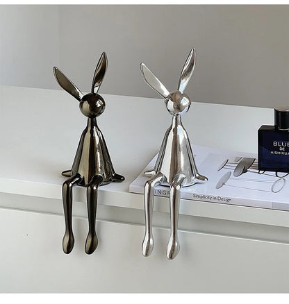 Glossy Sitting Rabbits Figurines