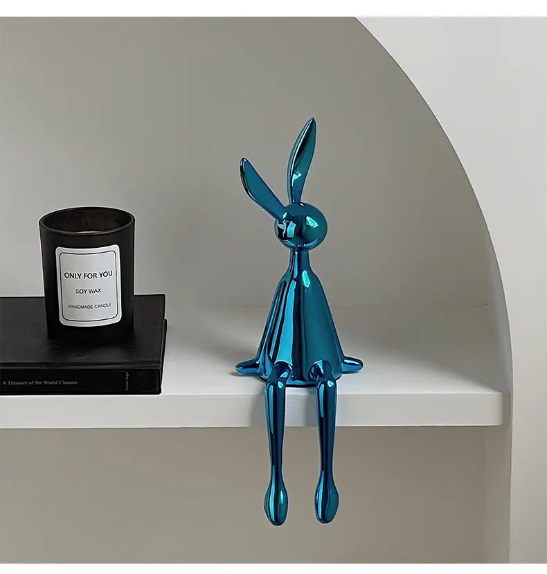 Glossy Sitting Rabbits Figurines