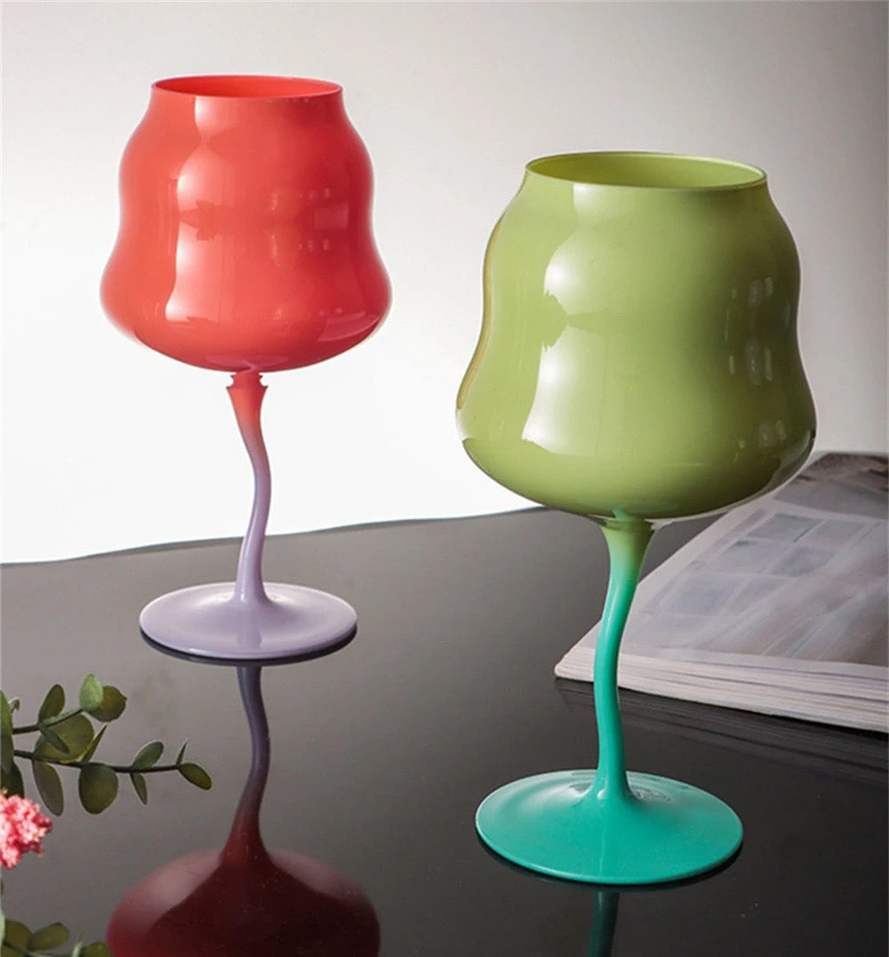 Rainbow Twist Wine Glasses