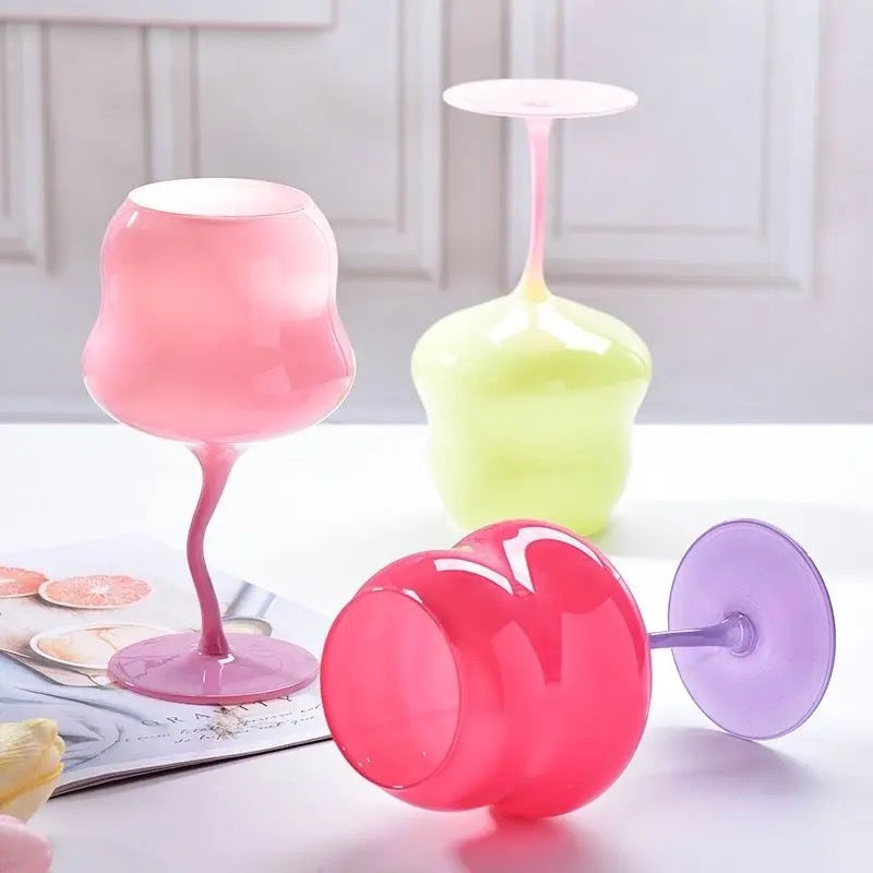 Rainbow Twist Wine Glasses