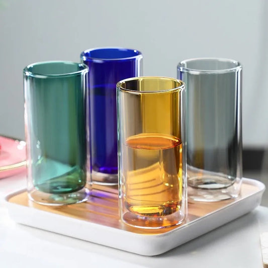 Color Fusion Double Glass Cups