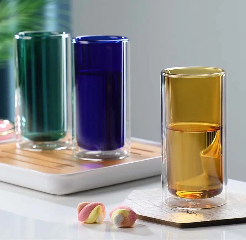 Color Fusion Double Glass Cups