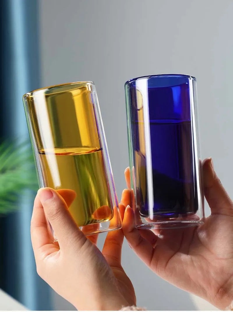 Color Fusion Double Glass Cups