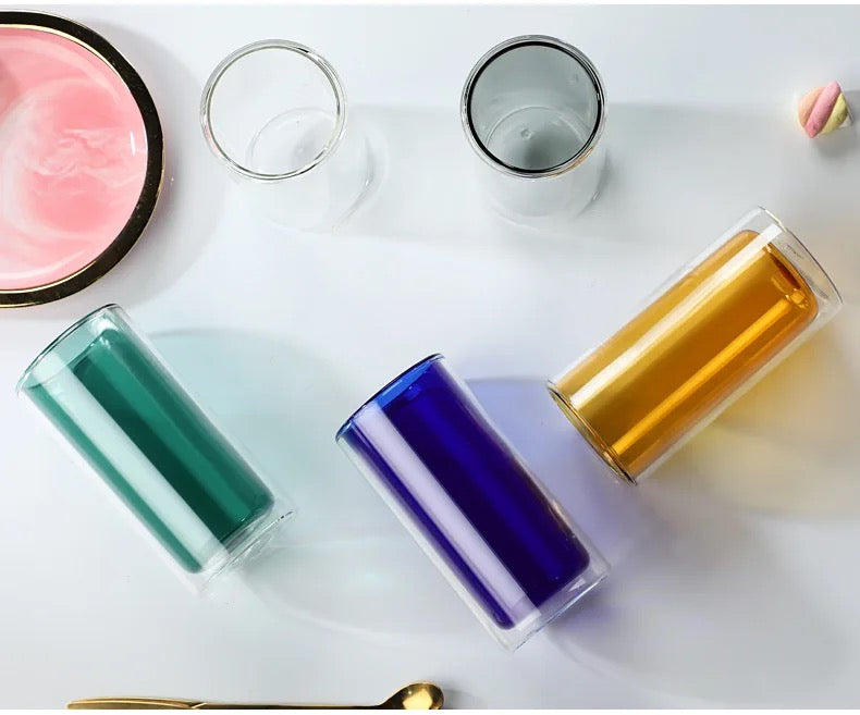 Color Fusion Double Glass Cups