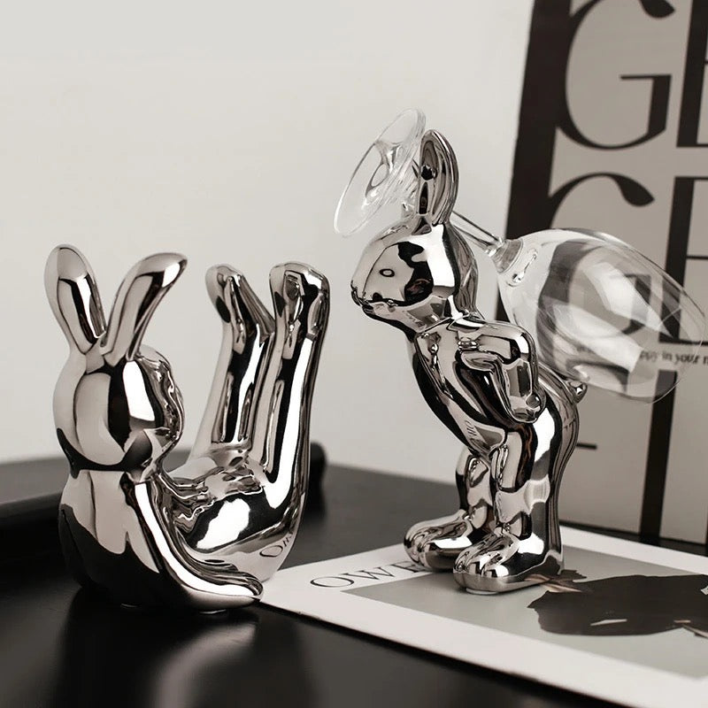 Bunny Bliss Wine Glass & Bottle Holder Set Of 3