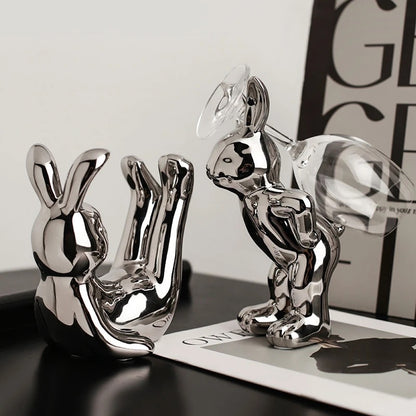 Bunny Bliss Wine Glass & Bottle Holder Set Of 3