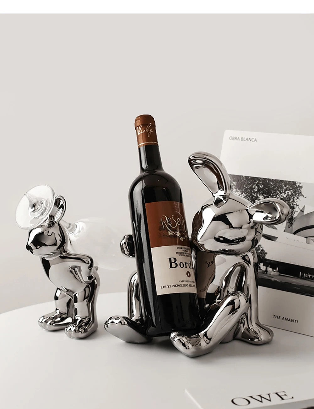 Bunny Bliss Wine Glass & Bottle Holder Set Of 3