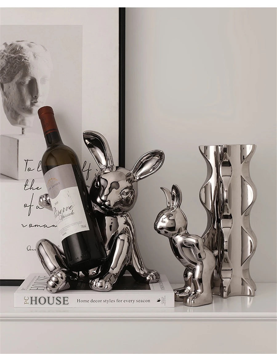 Bunny Bliss Wine Glass & Bottle Holder Set Of 3