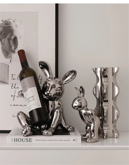 Bunny Bliss Wine Glass & Bottle Holder Set Of 3