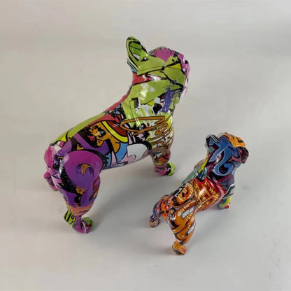 Grafitti-Style Bulldog Figurines