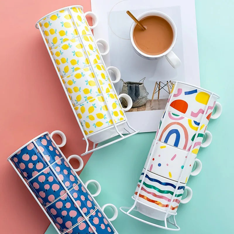 Abstract Fusion Mug Set of 4