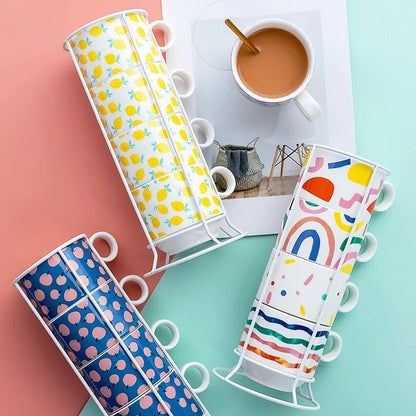 Abstract Fusion Mug Set of 4