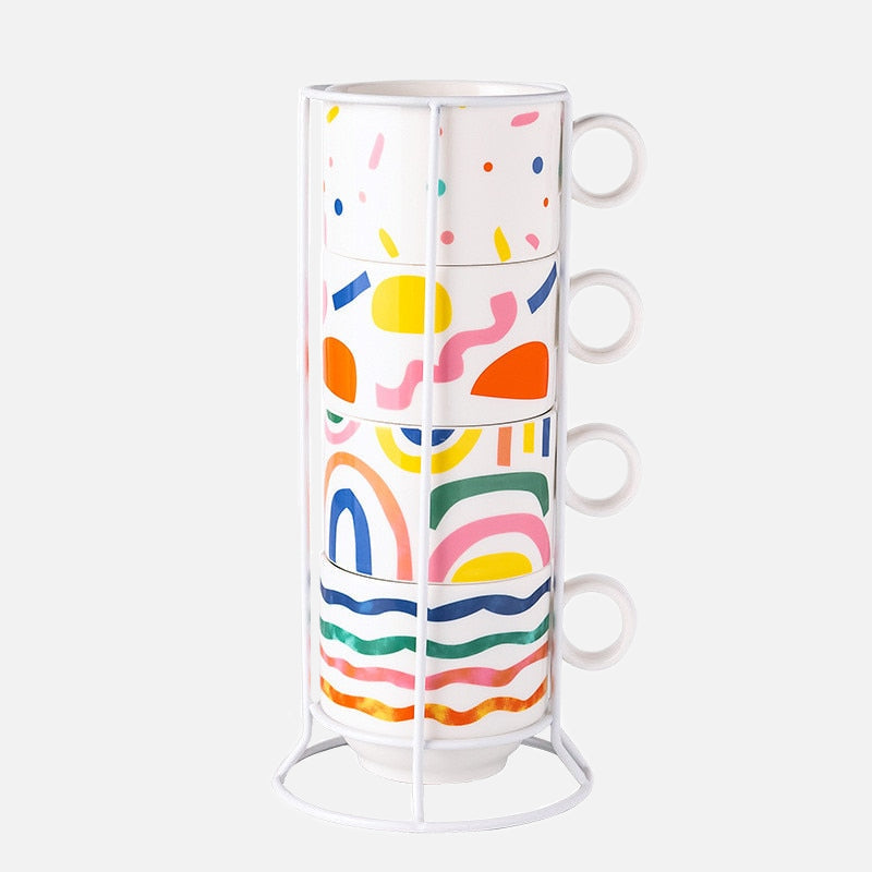 Abstract Fusion Mug Set of 4