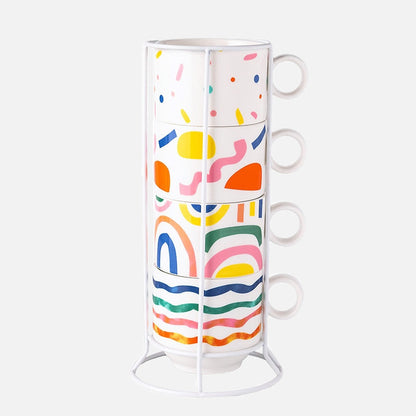 Abstract Fusion Mug Set of 4