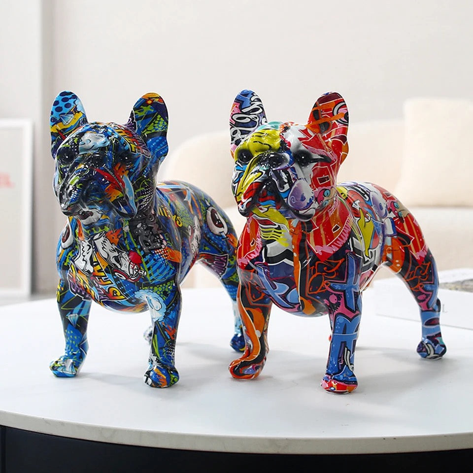 Grafitti-Style Bulldog Figurines