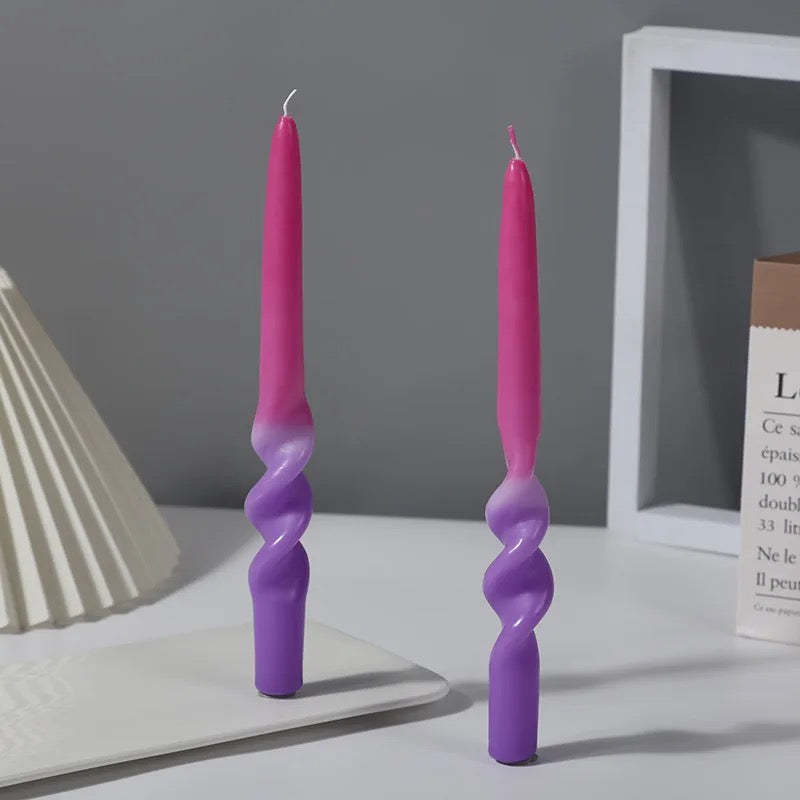 Spiral Rainbow Candles Set of 2