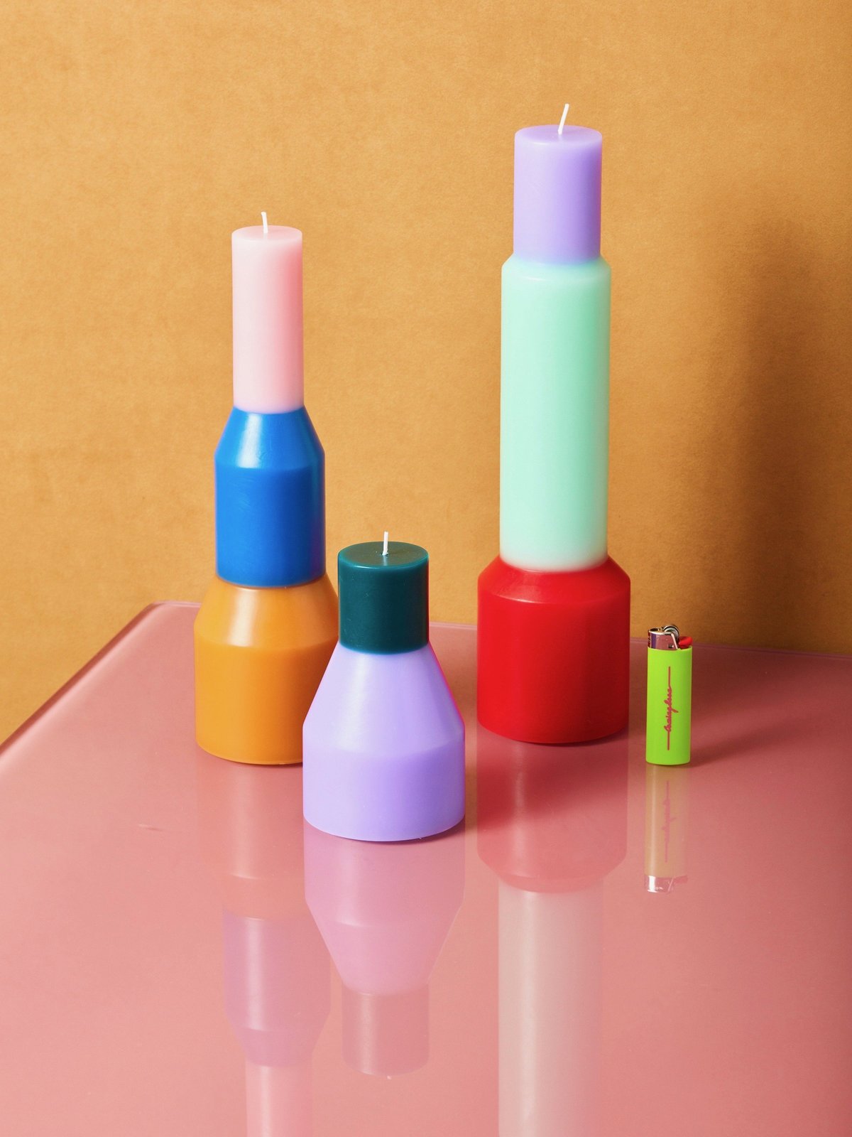 Vibrant Pillar Rainbow Candles