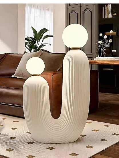 U-Shaped Floor Lamp with Double Spheres