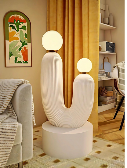 U-Shaped Floor Lamp with Double Spheres