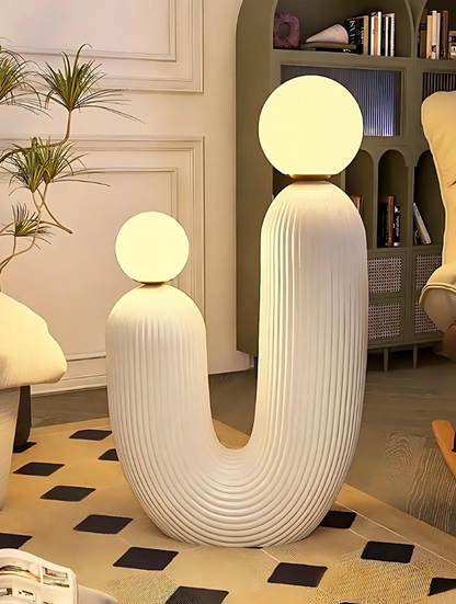 U-Shaped Floor Lamp with Double Spheres