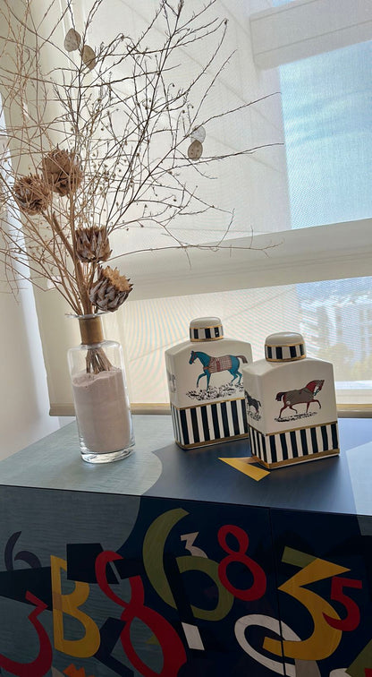 Horse Patterned Luxury Vase
