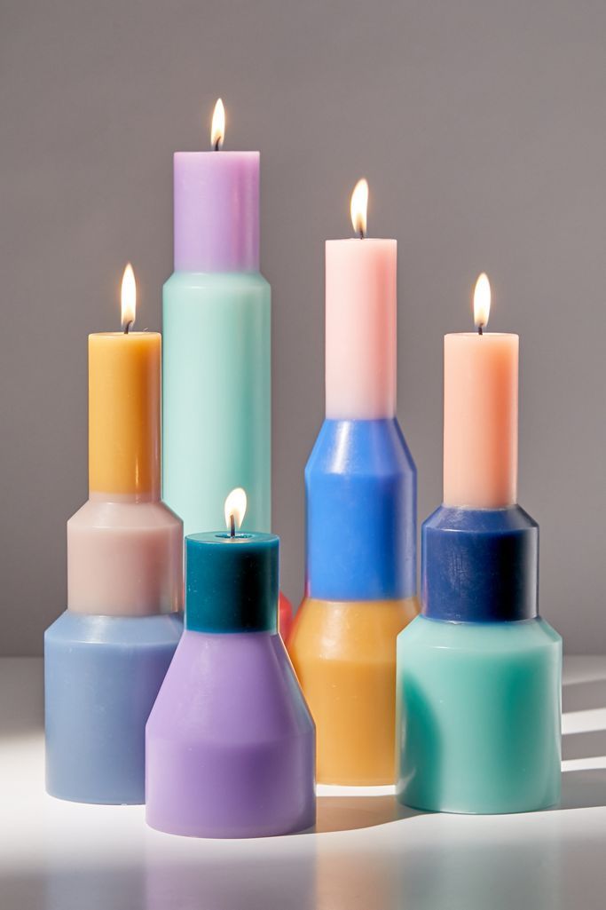 Vibrant Pillar Rainbow Candles