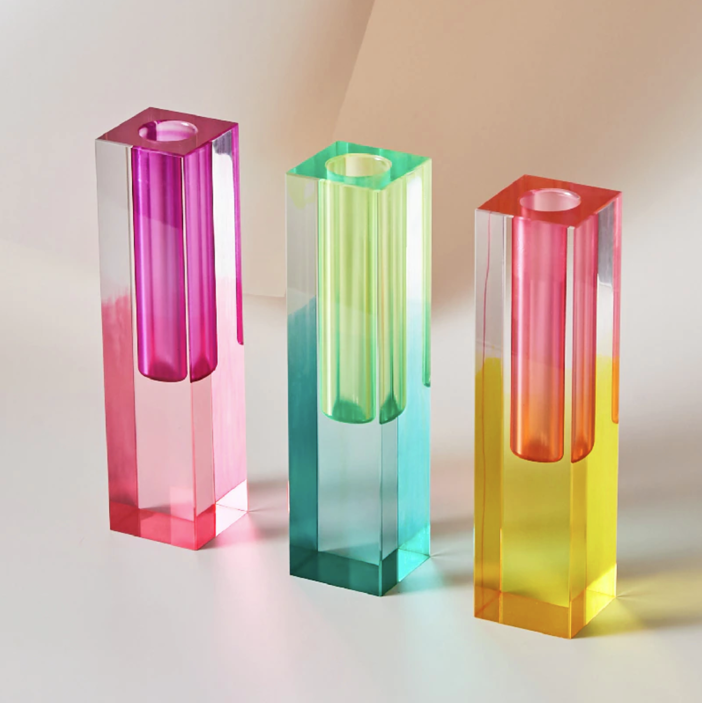Rainbow Acrylic Candle Holders
