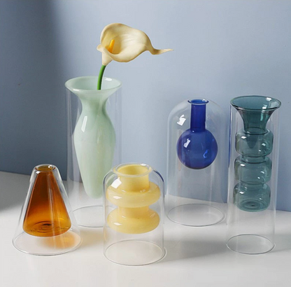 Colorful Double Glass Vases