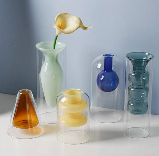 Colorful Double Glass Vases